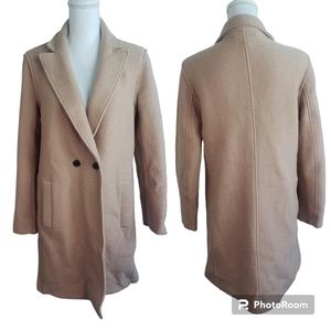 J Crew Women's Daphne Long Coat 100% Wool Taupe Size 8 Topcoat